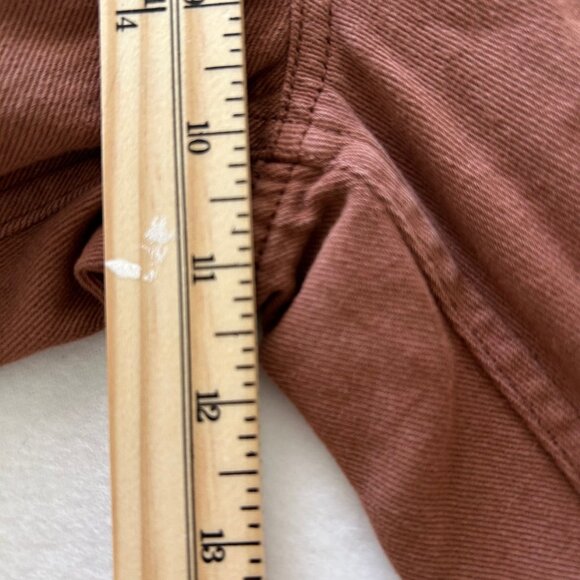 Quince Pants SZ4 Brown Organic Stretch Cotton Twill Wide-Leg Crop Relaxed - Picture 8 of 12